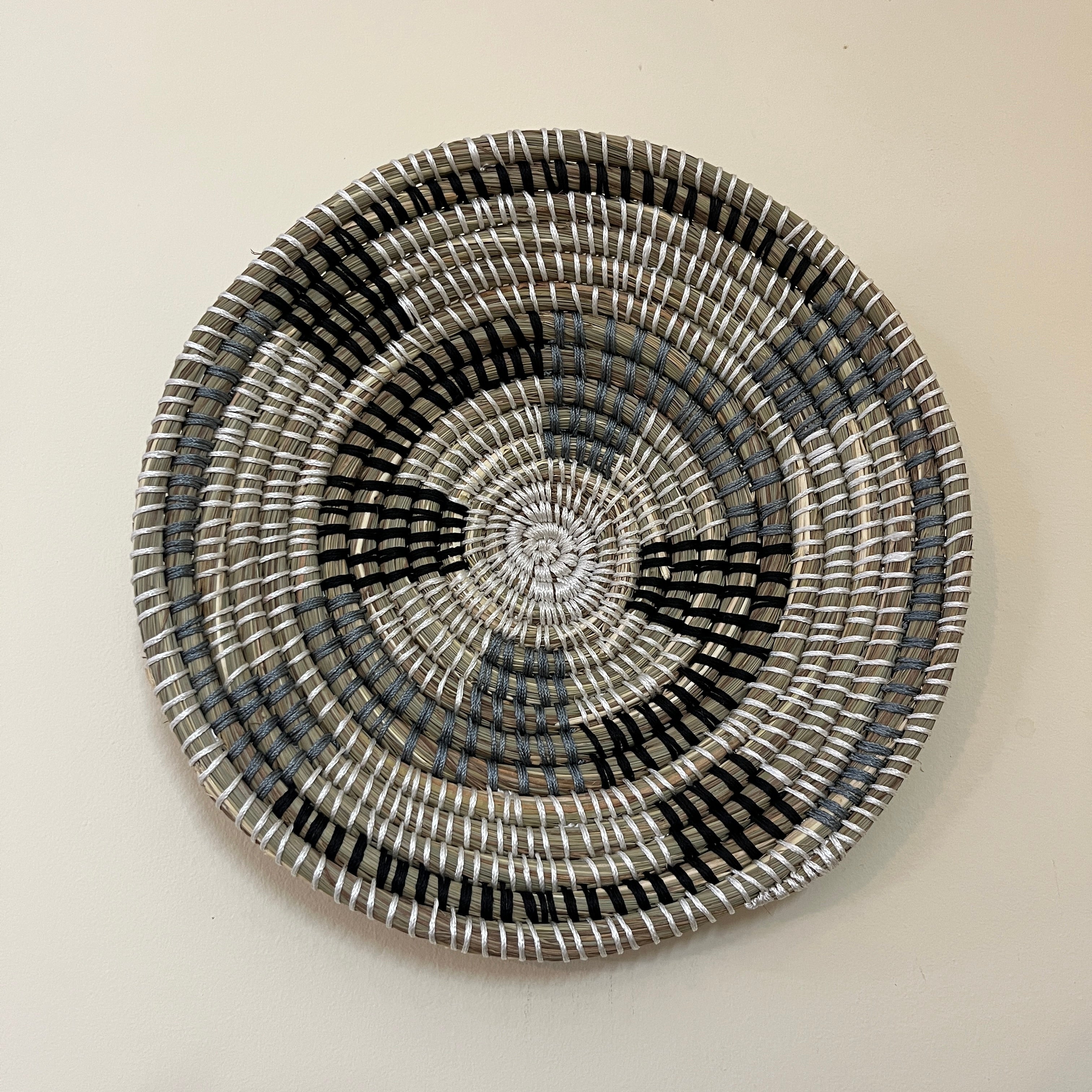 Graphite Maze - Handwoven Sabai Grass Wall Hanging Basket / Plate