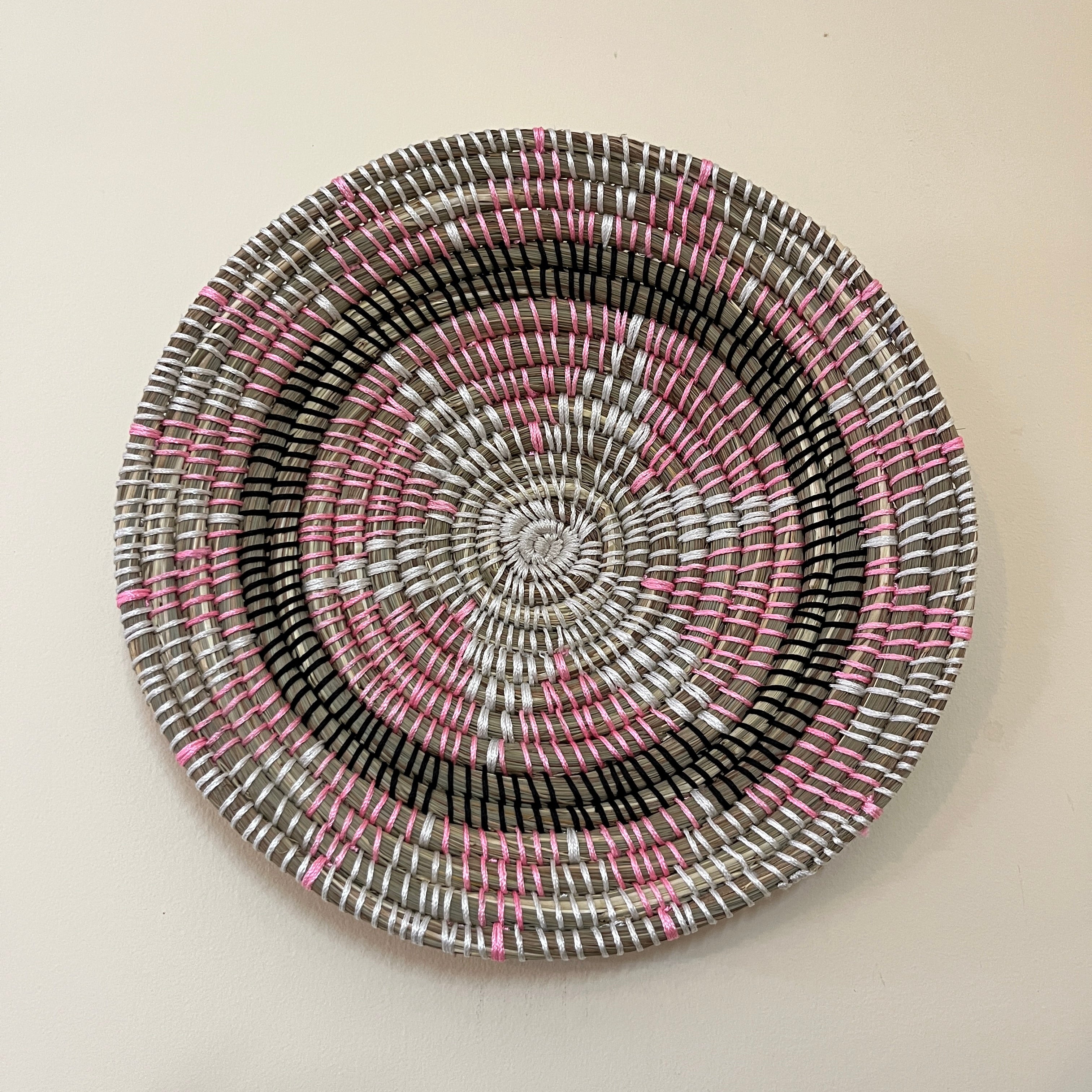 Pink Bloom - Handwoven Sabai Grass Wall Hanging Basket / Plate