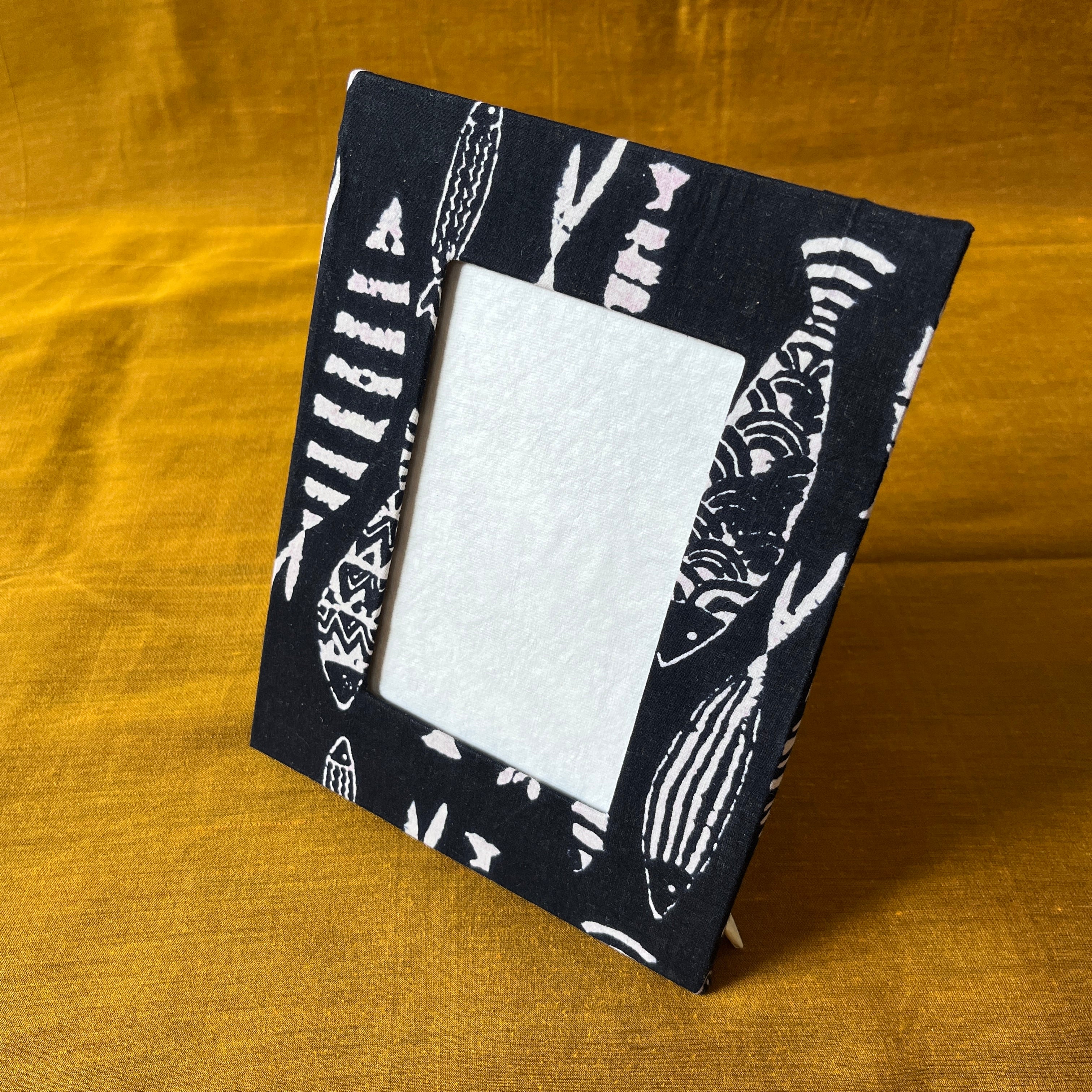 Fin-tastic Tales: Hand Block Printed Fabric Covered Diary | Bookmark | Photo Frame | Pen Holder | Gift Box