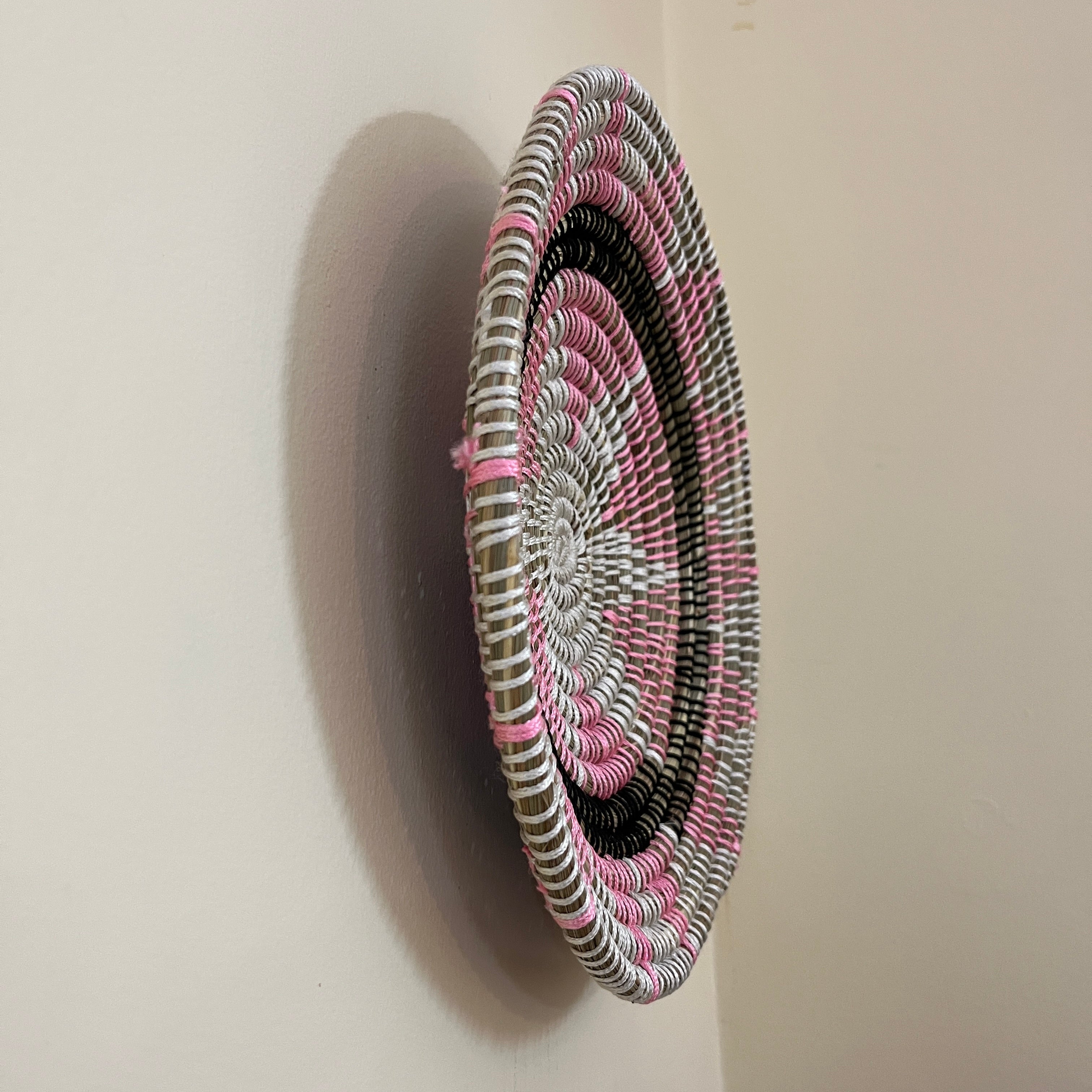 Pink Bloom - Handwoven Sabai Grass Wall Hanging Basket / Plate