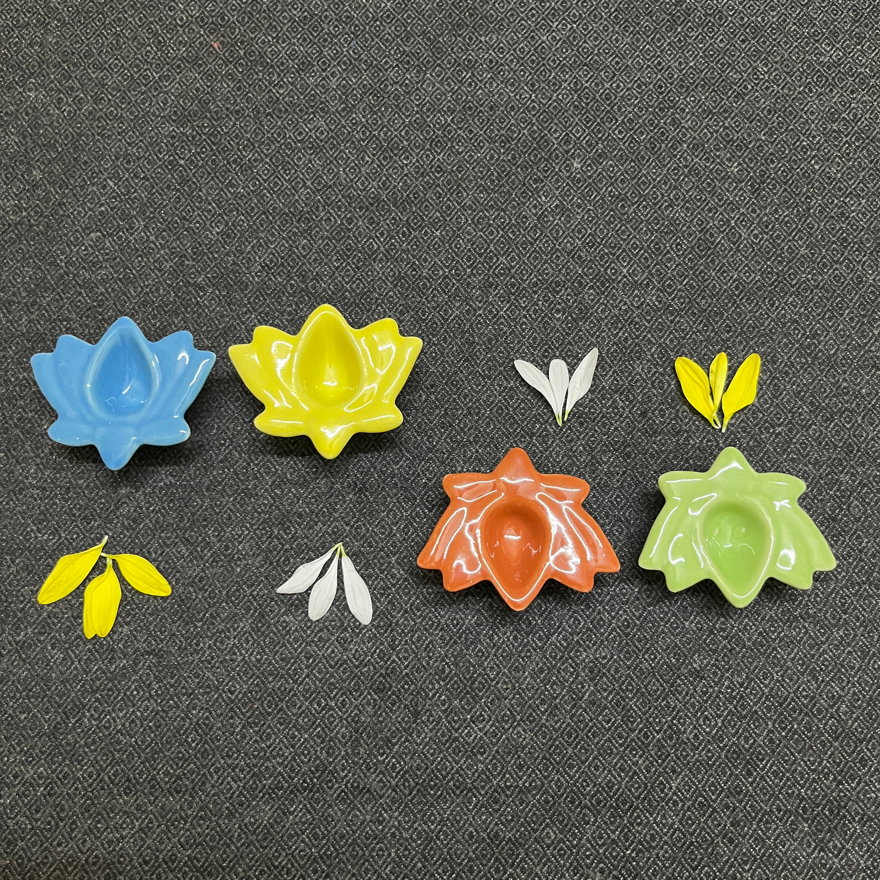 Ceramic Lotus Diya (Set of 4)