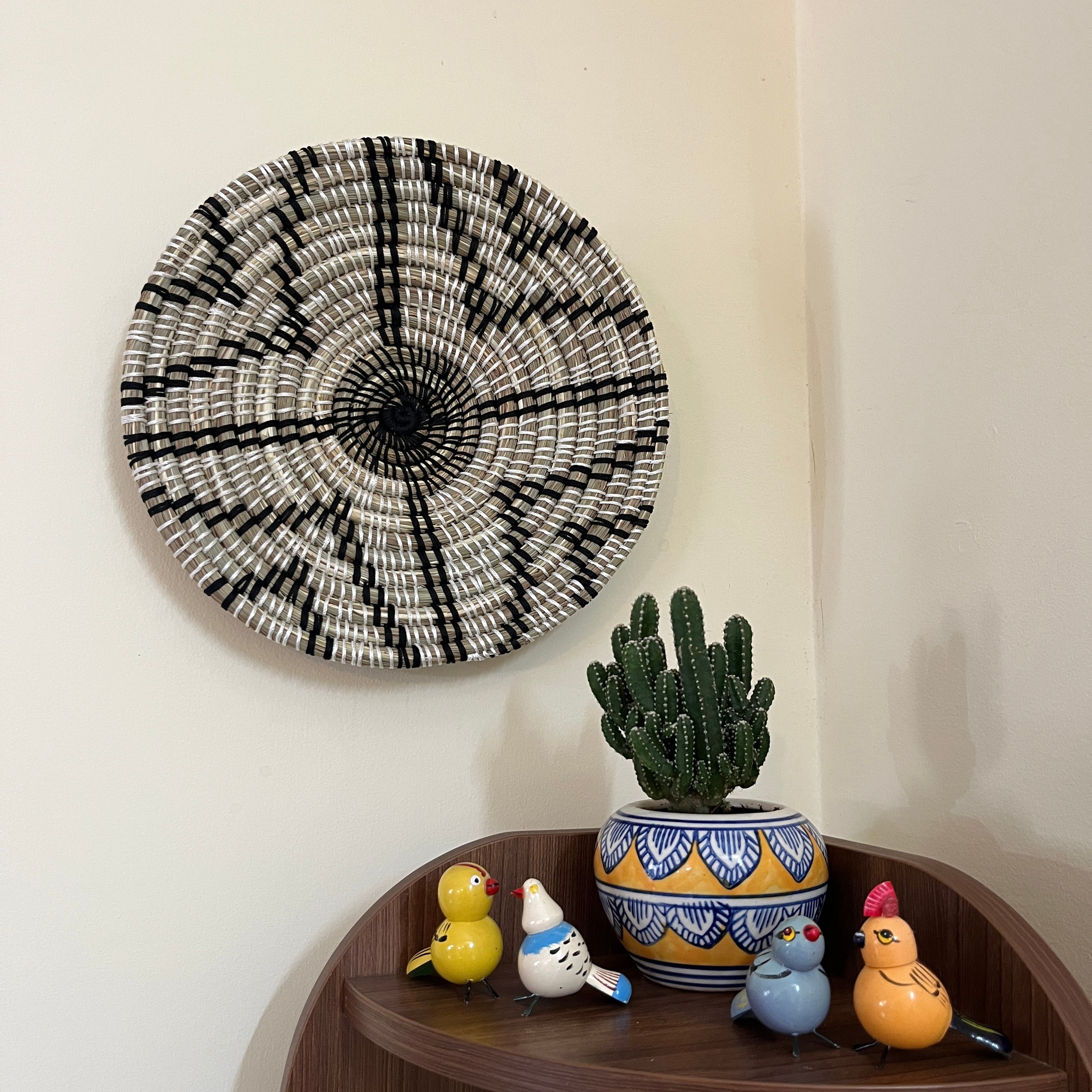 Majestic Flora - Handwoven Sabai Grass Wall Hanging Basket / Plate