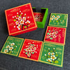 Palash Prabha - Hand Painted Wooden Coasters - Set of 6 - With Stand