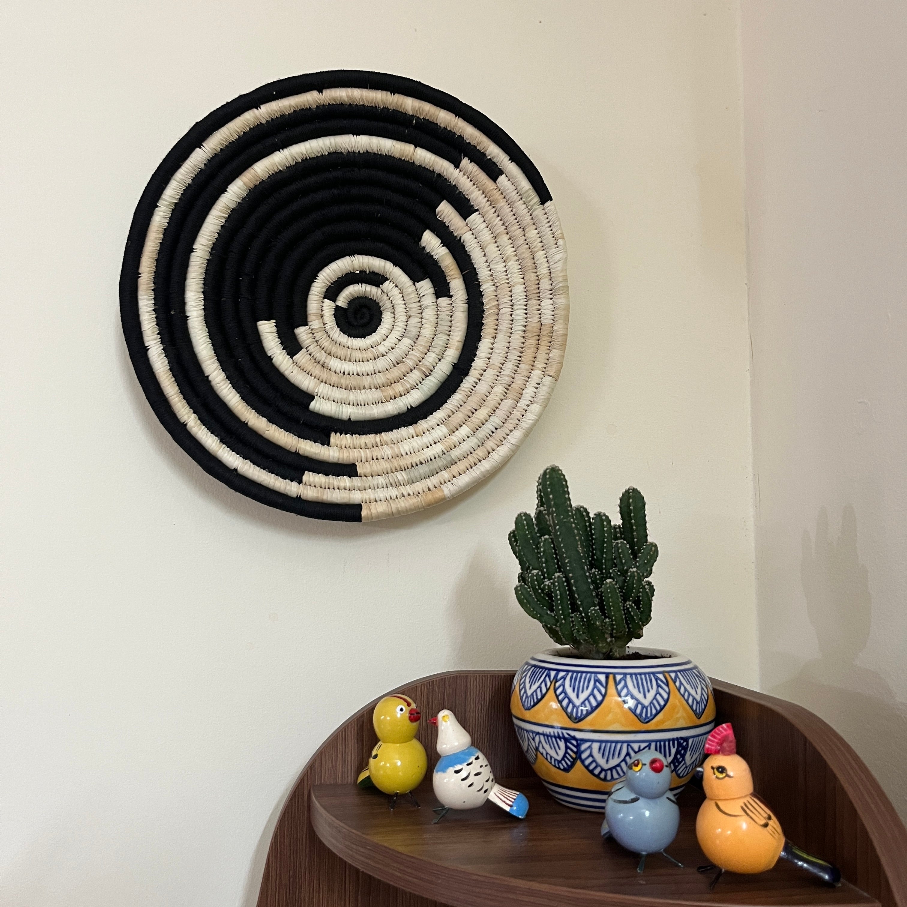 Cyclic Harmony - Handwoven Sabai Grass Wall Hanging Basket / Plate