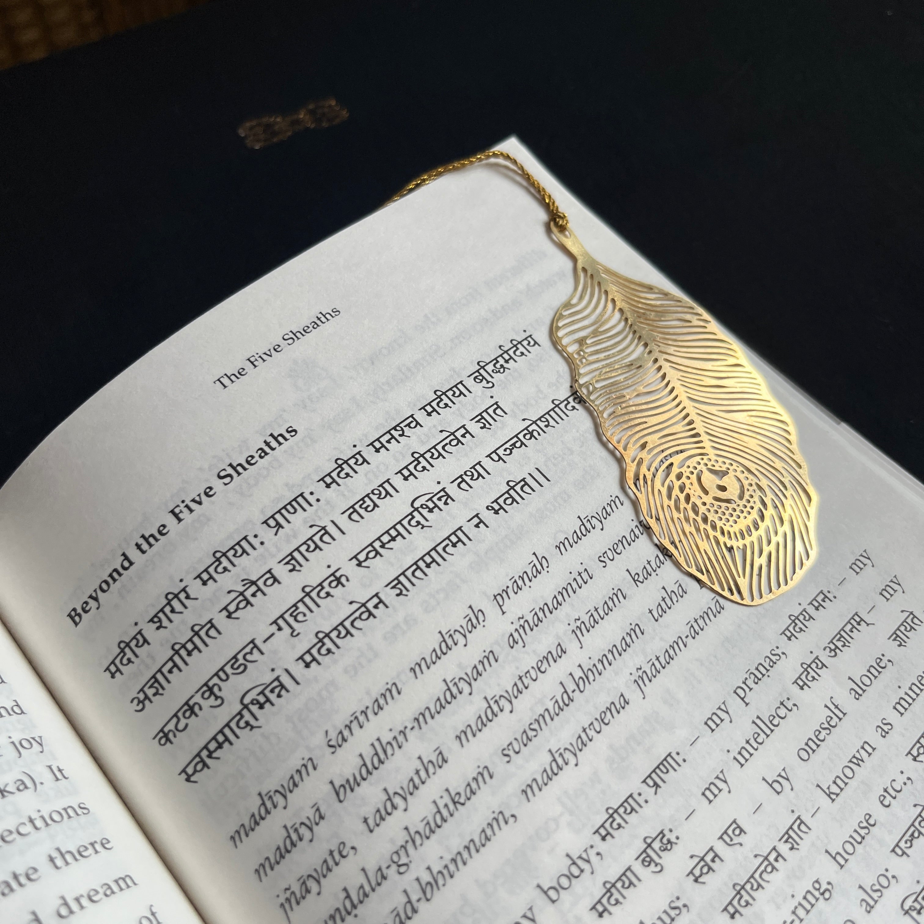 Feather Shaped Premium Brass Bookmark With Tassel