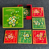 Vasant Vibha - Hand Painted Wooden Coasters - Set of 6 - With Stand