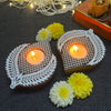 Wooden Block Print Leaf Shaped Tea Light Candle Holder