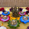 Lotus Petal Multicolour Brass Diya (Set of 6)