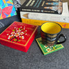 Palash Prabha - Hand Painted Wooden Coasters - Set of 6 - With Stand