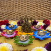 Lotus Petal Multicolour Brass Diya (Set of 6)