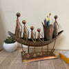 Antique Metal Long Boat Pen Holder