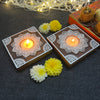 Wooden Block Print Square Mandala Tea Light Candle Holder