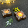 Wooden Block Print Alok Deep Tea Light Candle Holder