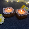 Wooden Block Print Maya Deep Tea Light Candle Holder