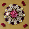 Lotus Shaped Flower Urli Bowl with 8 Diyas