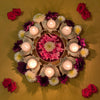 Lotus Shaped Flower Urli Bowl with 8 Diyas