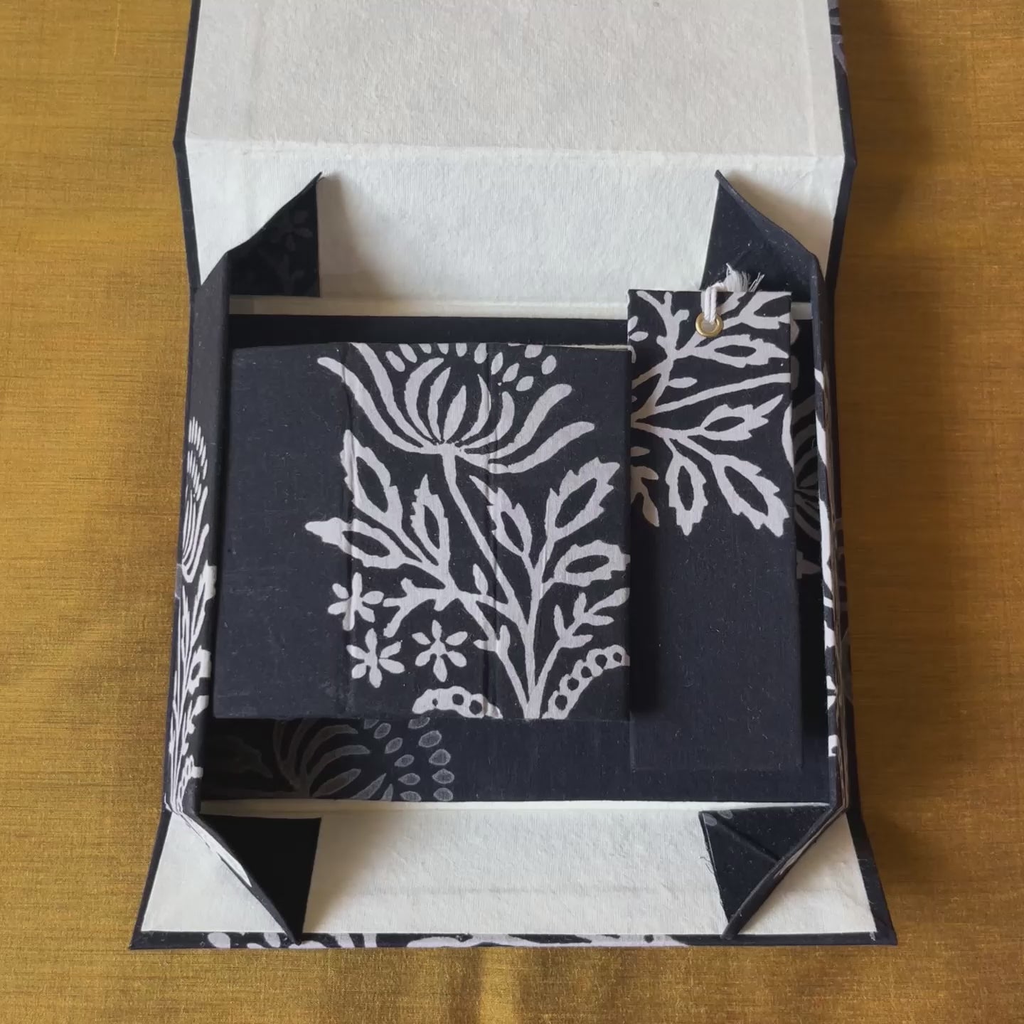 Chandra Mallika: Hand Block Printed Fabric Covered Diary | Bookmark | Photo Frame | Pen Holder | Gift Box